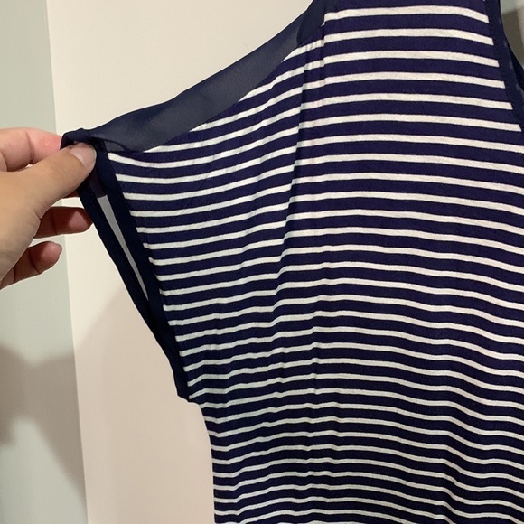 Lauren Conrad semi sheer back navy and white striped T-shirt size small - Picture 6 of 6